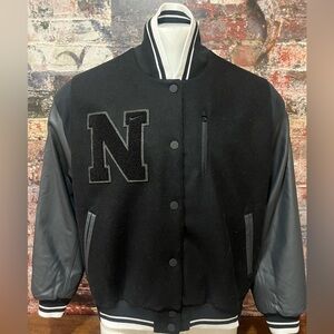 Nike Black Varsity Letterman Jacket with Grey Sleeves